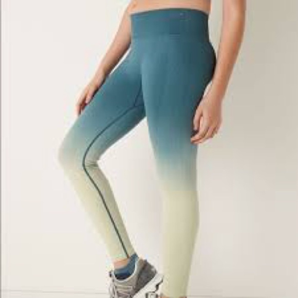 Pink Victoria’s Secret Ombré Dip Dye Blue White Ribbed Sport Leggings S